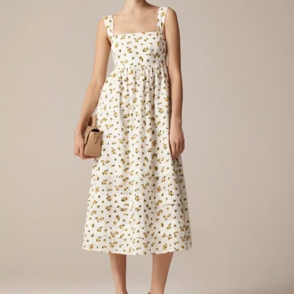 J. Crew Squareneck Midi Dress in Budding Rose